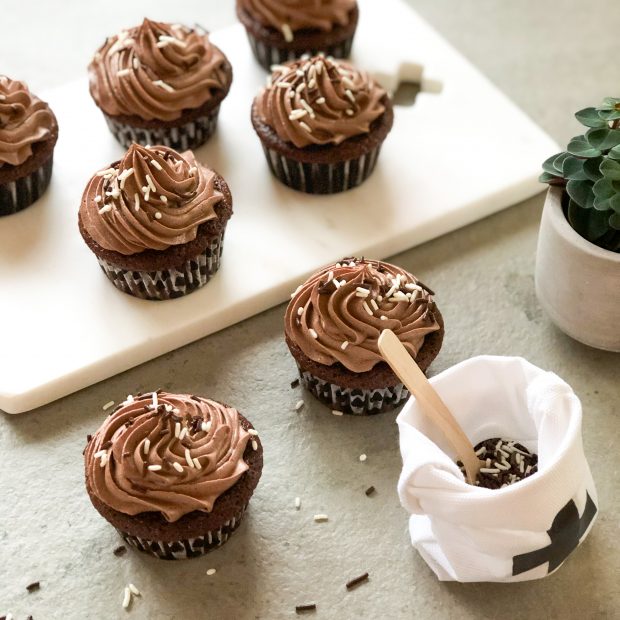Dubbele chocolade cupcakes
